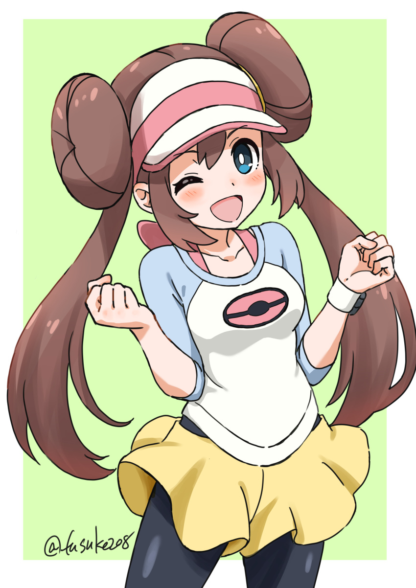 1girl, absurdres, black_legwear, blue_eyes, blush_stickers, breasts, brown_hair, clenched_hands
