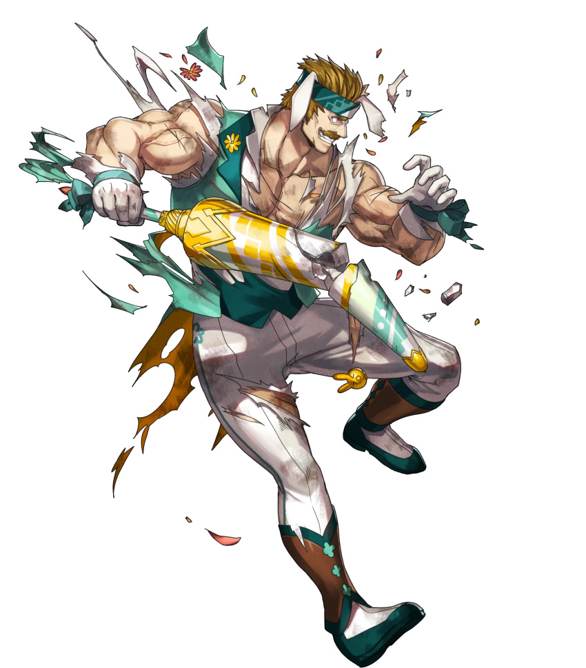 1boy, alternate_costume, animal_ears, bartre_(fire_emblem), boots, bow, brown_eyes, brown_hair