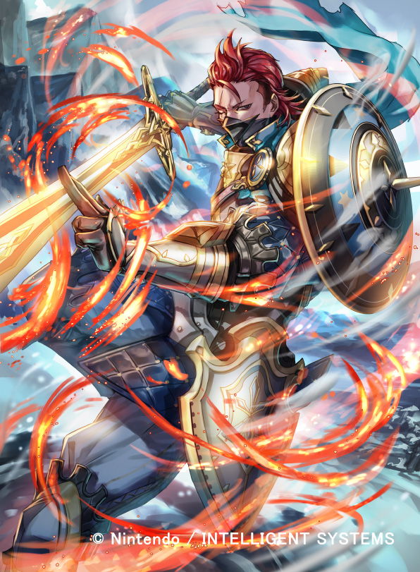 1boy, alternate_costume, belt, boots, fire, fire_emblem, fire_emblem_cipher, fire_emblem_fates