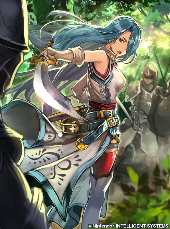 1girl, armor, back, belt, blue_eyes, blue_hair, boots, fingerless_gloves