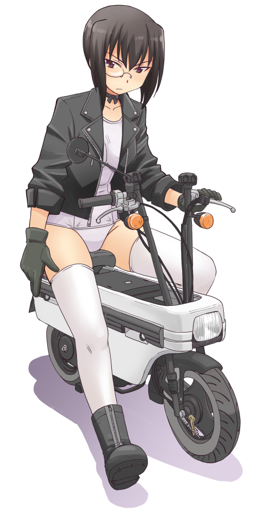 1girl, bangs, black_choker, black_eyes, black_footwear, black_gloves, black_hair, boots