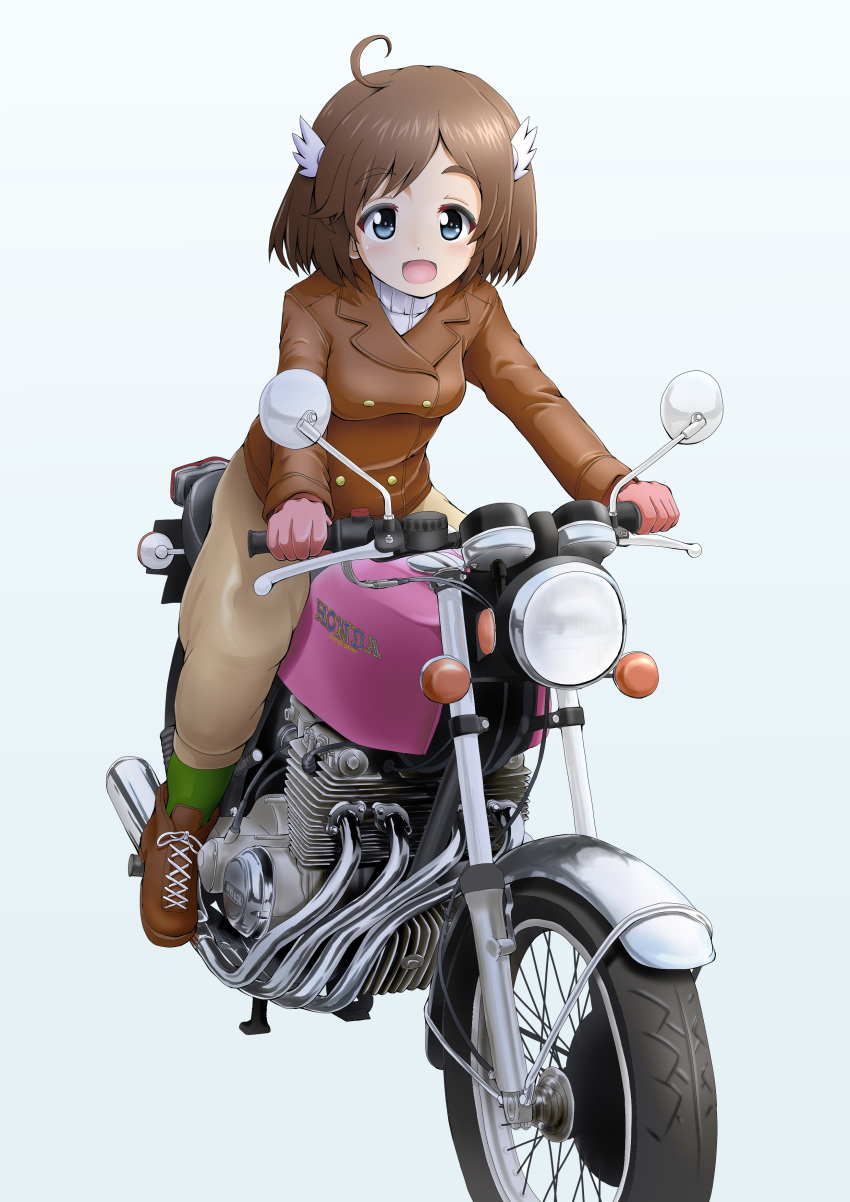 1girl, :d, absurdres, ahoge, bad_id, bad_twitter_id, bakuon!!, bangs