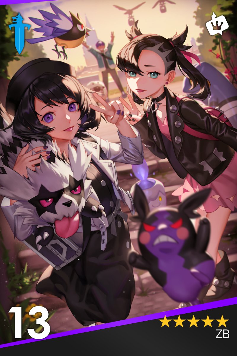 1boy, 2girls, black_hair, blurry, blurry_background, boots, claws, croagunk