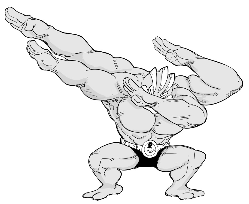 absurdres, bb_(baalbuddy), belt, commentary, dab_(dance), english_commentary, extra_arms, full_body