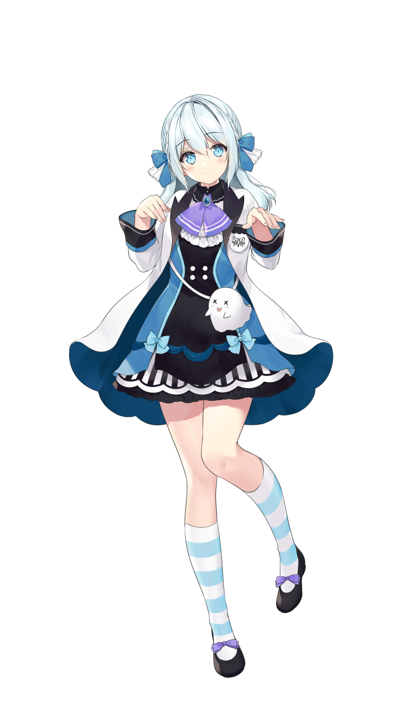 1girl, hair_ornament, highres, necomi, silver_hair, virtual_youtuber, yuugasaki_umi