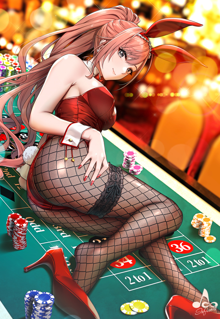 1girl, animal_ears, arisugawa_natsuha, ass, asymmetrical_bangs, bangs, bare_shoulders, bow