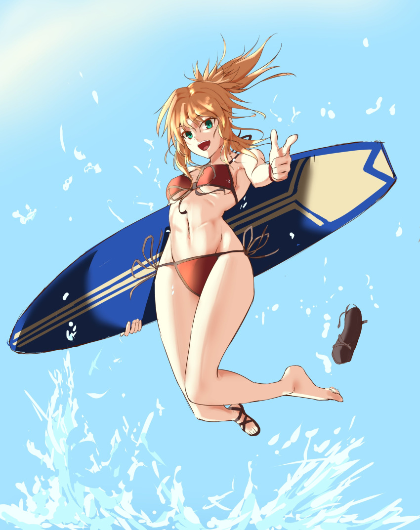 1girl, absurdres, bikini, blonde_hair, blue_background, breasts, commentary_request, error