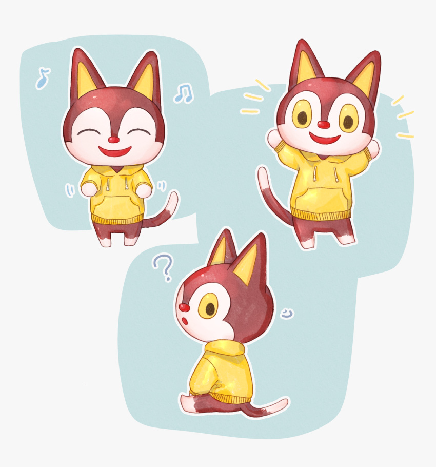 1boy, ?, animal_ears, back, cat_ears, cat_tail, chasu_(doubutsu_no_mori), closed_eyes