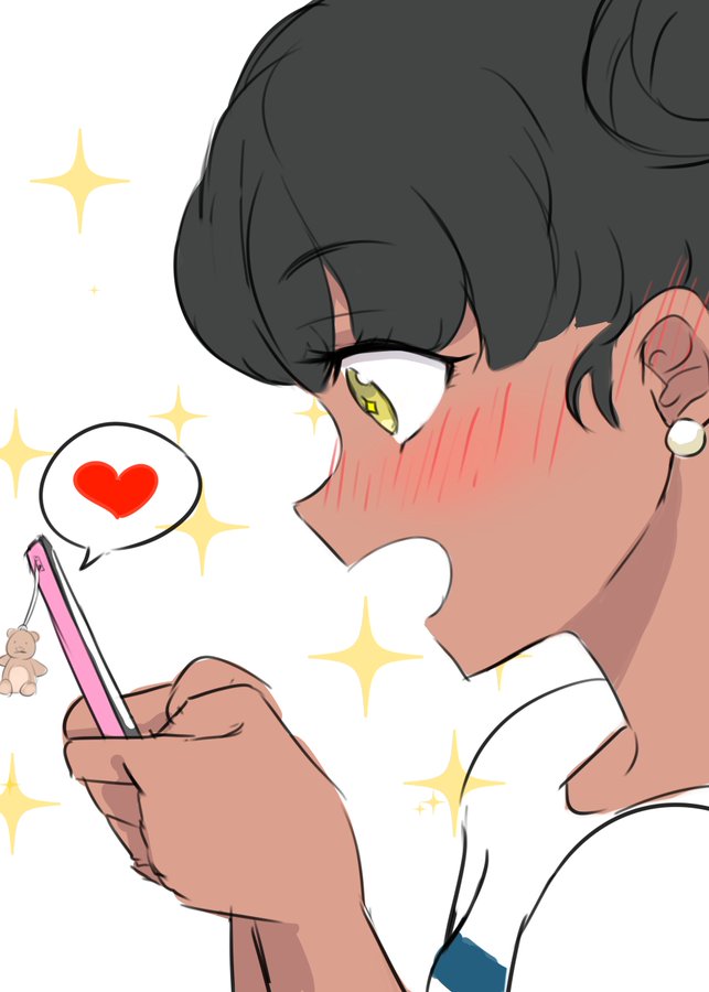 bear, black_hair, brazilian, cellphone, dark_skin, downscaled, earrings, heart