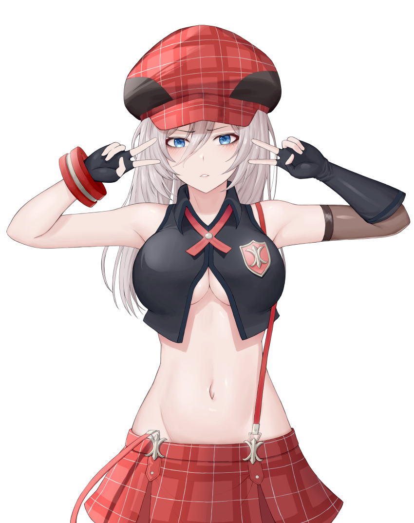 1girl, absurdres, alisa_ilinichina_amiella, asymmetrical_gloves, bangs, bare_shoulders, black_gloves, black_vest