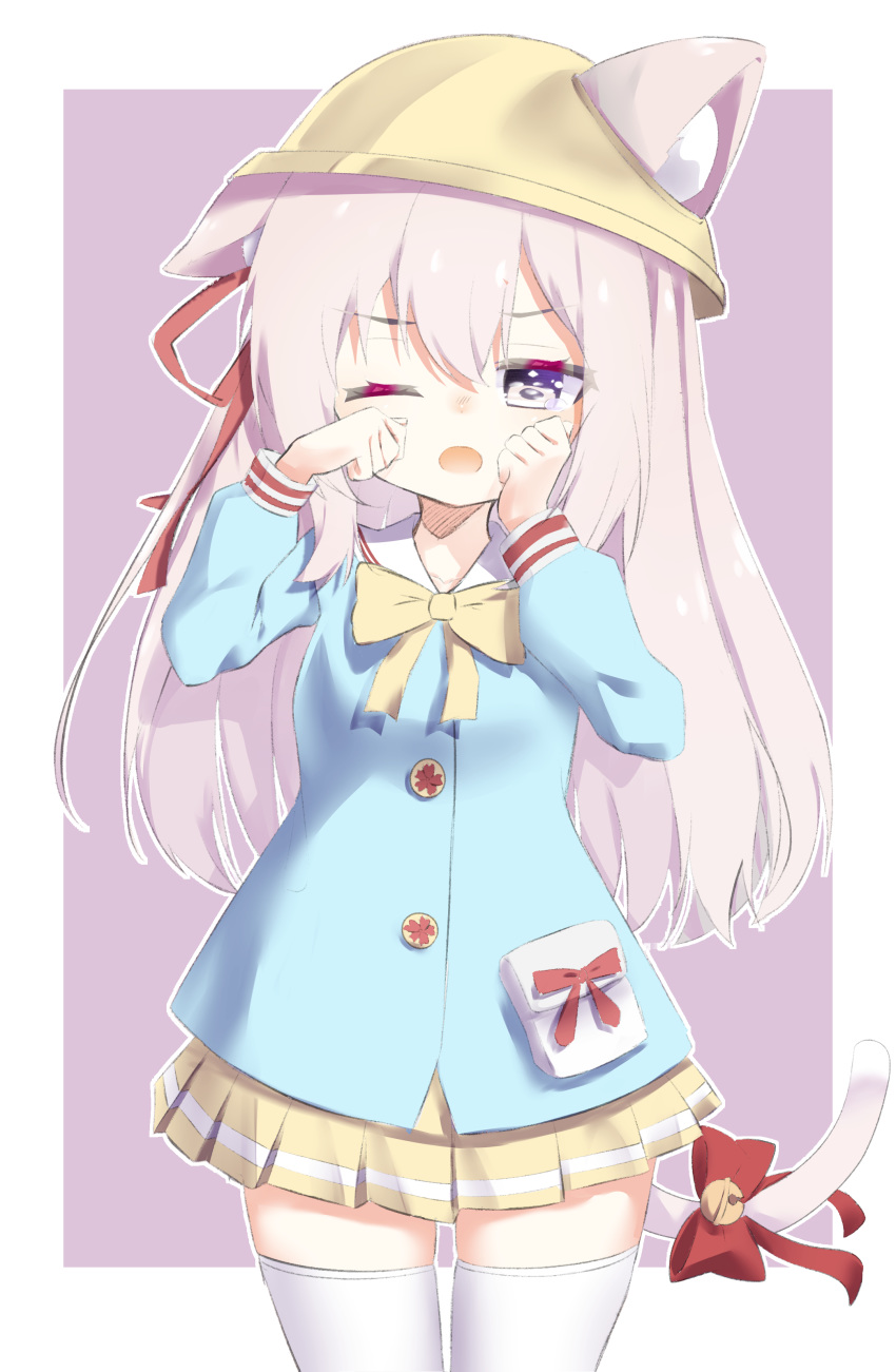 1girl, absurdres, animal_ear_fluff, animal_ears, azur_lane, bell, blue_shirt, blush