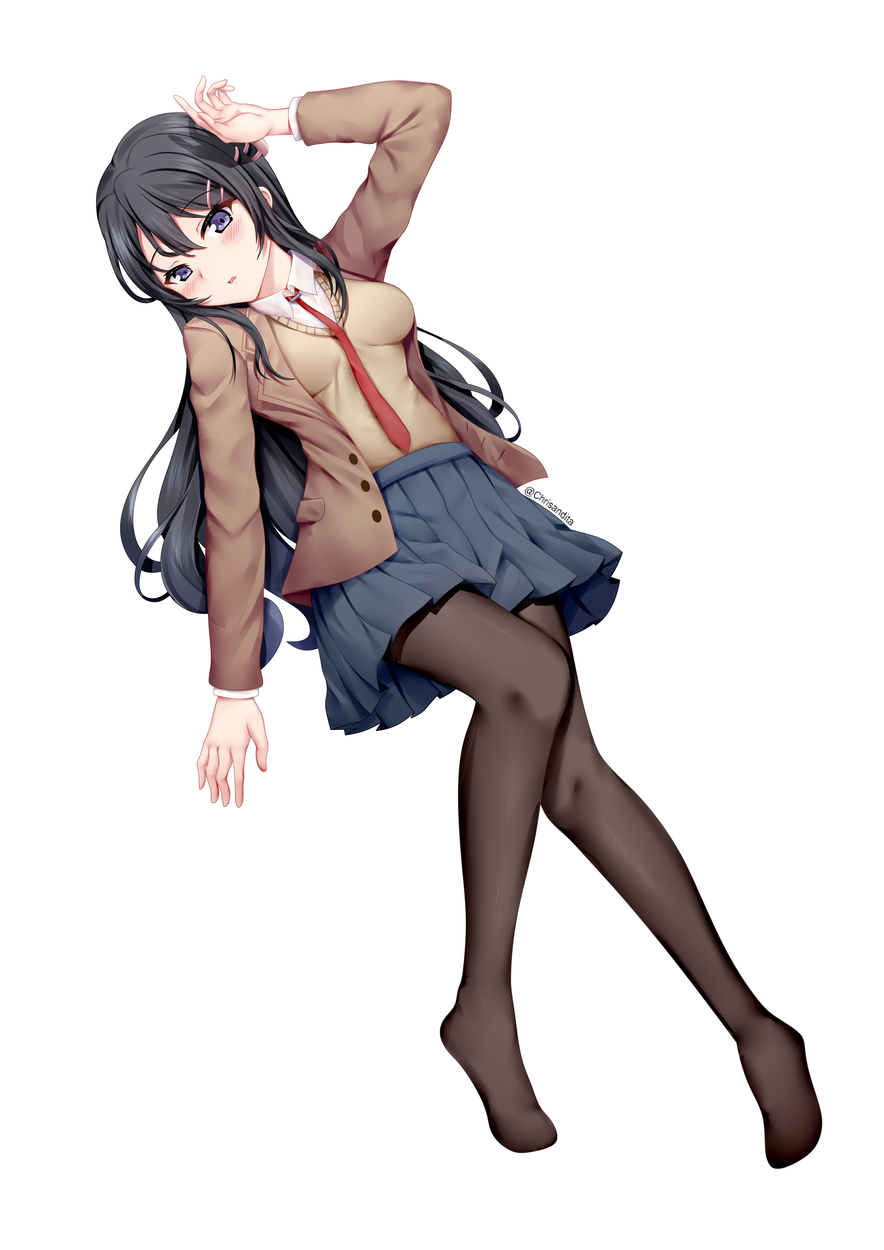 1girl, arm_up, bangs, black_hair, blazer, blue_skirt, blush, breasts