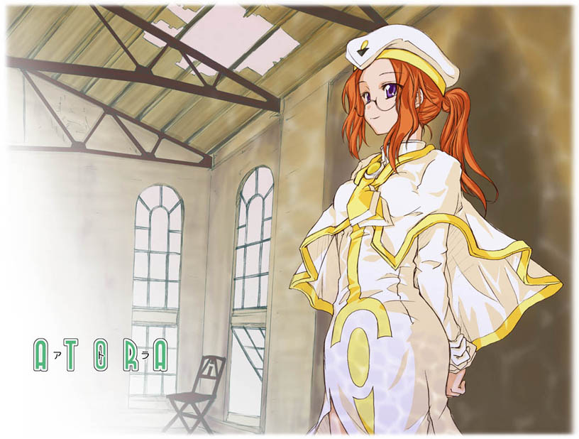 atora, atora_monteverdi, glasses, ndemotte, orange_hair, ponytail, purple_eyes, violet_eyes