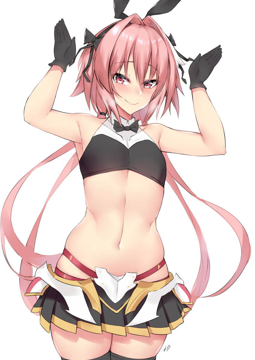 1boy, absurdres, animal_ears, astolfo_(fate), astolfo_(saber)_(fate), black_gloves, blush, bow