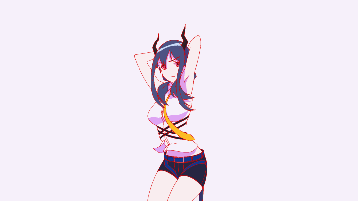 1girl, :|, animated, animated_gif, animator_tujiao, arknights, arms_behind_head, ass_shake