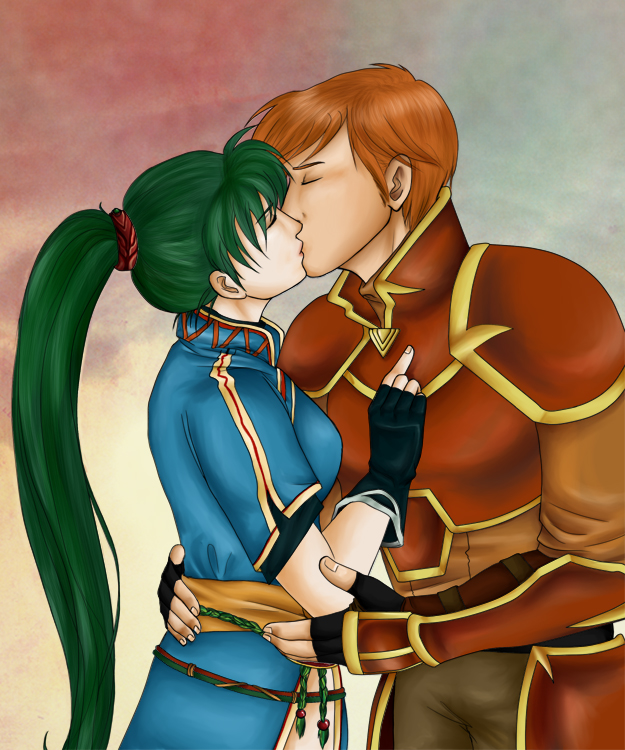 1boy, 1girl, armor, closed_eyes, couple, cute, fire_emblem, fire_emblem:_rekka_no_ken