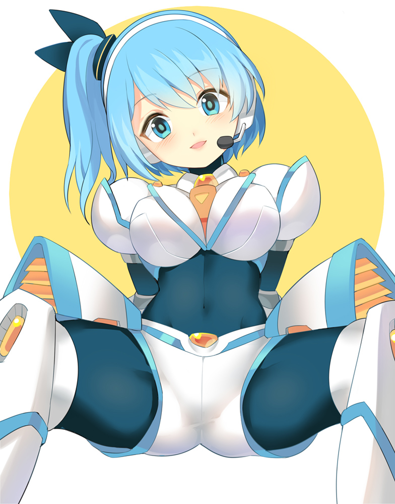 1girl, aqua_eyes, aqua_hair, armor, blush, eyebrows_visible_through_hair, head_tilt, headphones