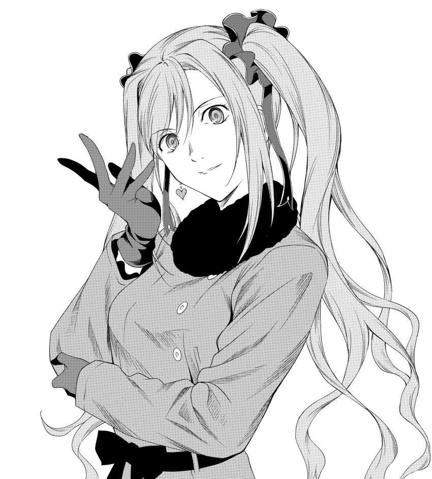 1girl, absurdres, bangs, coat, earrings, eyebrows_visible_through_hair, fur_collar, gloves