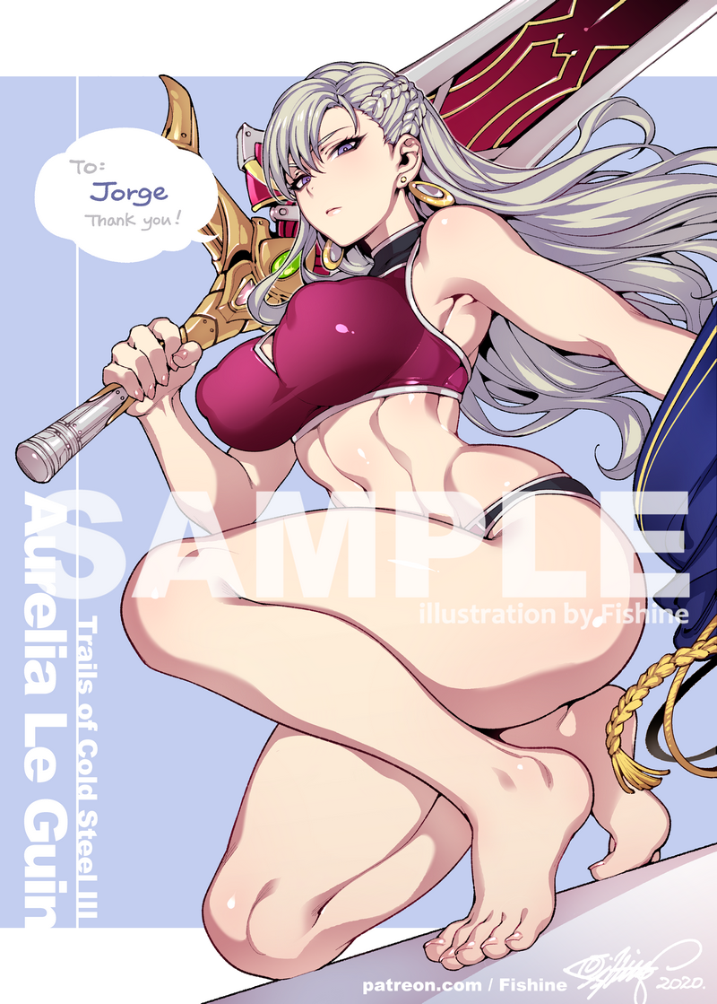 1girl, abs, armpit_peek, artist_name, aurelia_le_guin, bare_legs, barefoot, bikini