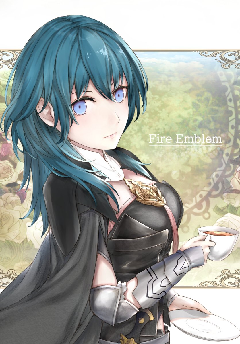 1girl, armor, blue_eyes, blue_hair, bozugame, byleth_(fire_emblem), byleth_eisner_(female), closed_mouth