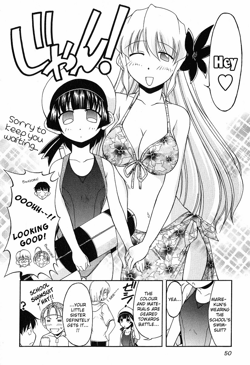 bikini, breasts, highres, kagura_marie, manga, monochrome, scan, swimsuit