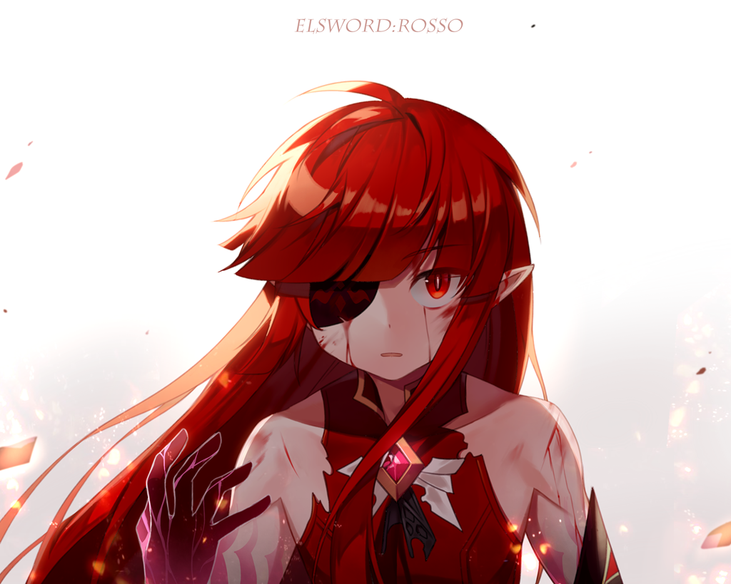 1boy, artist_request, bangs, bare_shoulders, black_eyepatch, blood, blood_on_face, blunt_bangs