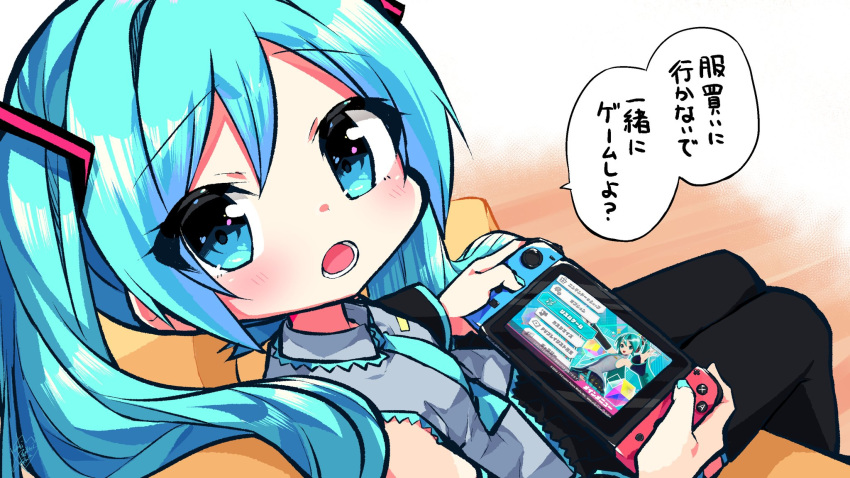 1girl, aqua_eyes, aqua_hair, aqua_nails, aqua_neckwear, bare_shoulders, black_legwear, black_skirt