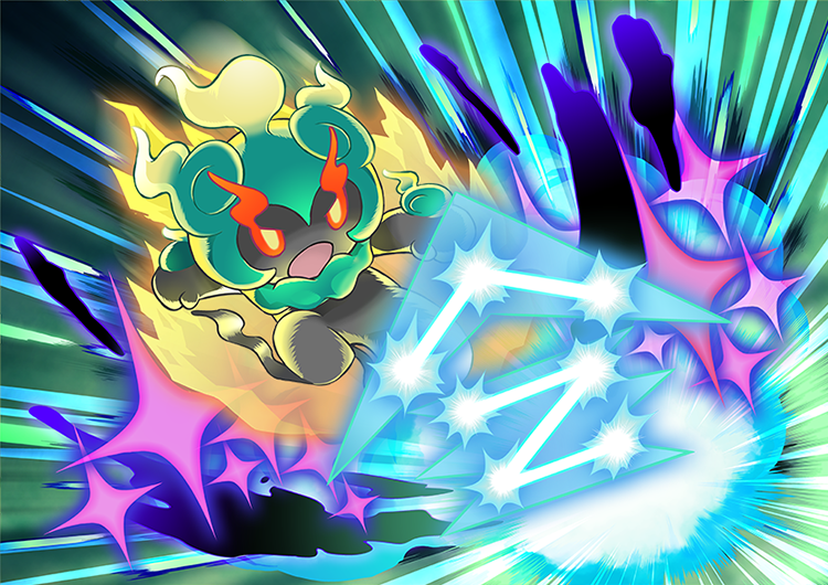artist_request, creature, full_body, gen_7_pokemon, jumping, marshadow, marshadow_(zenith), no_humans, official_art, open_mouth, pokemon, pokemon_(creature), solo, soul-stealing_7-star_strike_(pokemon), z-move