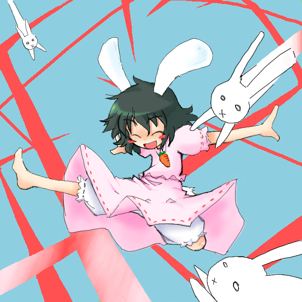 bunny, golden_pe_done, happy, inaba_tewi, oekaki, rabbit, smile, touhou