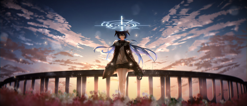 1girl, absurdres, arknights, bangs, bare_legs, black_jacket, black_shorts, blue_eyes