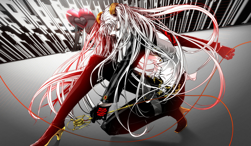 1girl, agitation_(module), boots, cable, closed_eyes, gloves, hatsune_miku, heart