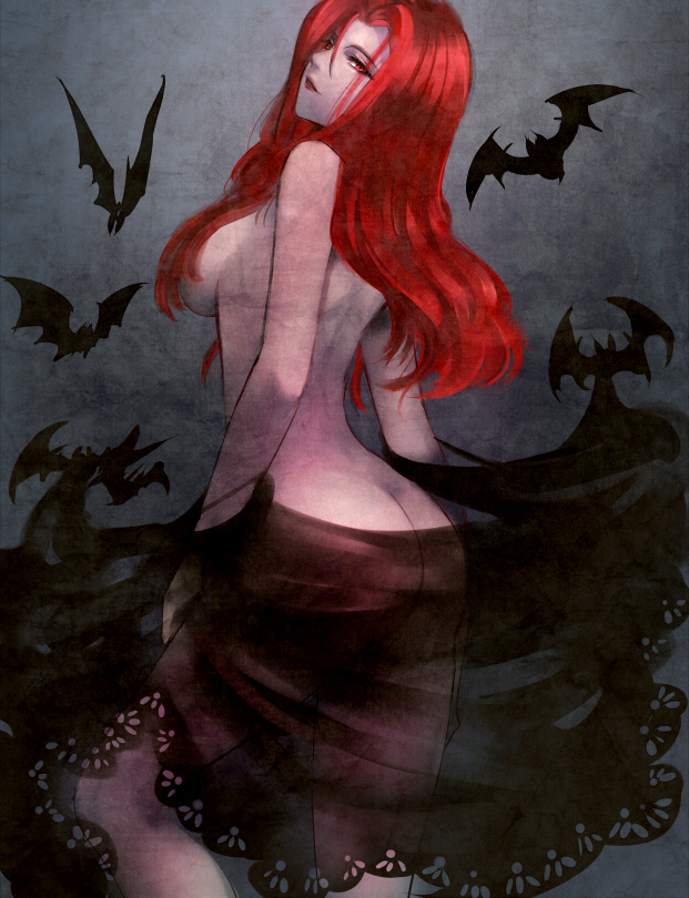 1girl, ass, breasts, devil_may_cry, devil_may_cry_3, lipstick, long_hair, looking_at_viewer