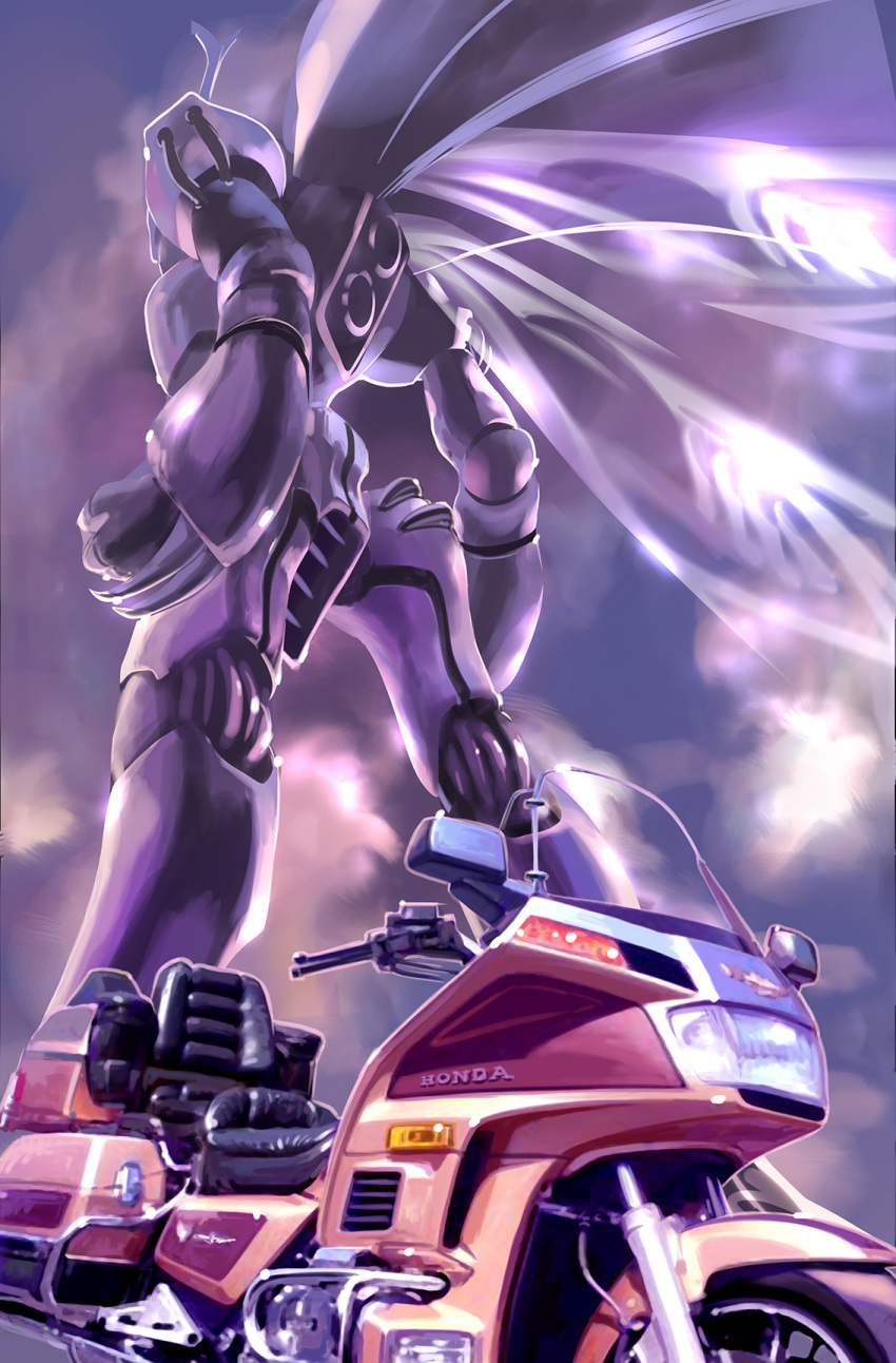 claws, clenched_hands, clouds, commentary, commentary_request, dunbine, engine, fairy_wings