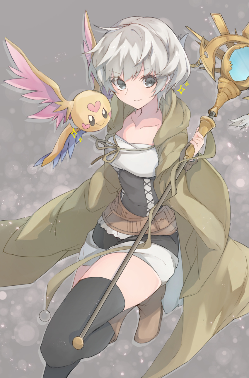 1girl, ahoge, bangs, belt, black_legwear, black_shorts, boots, breasts