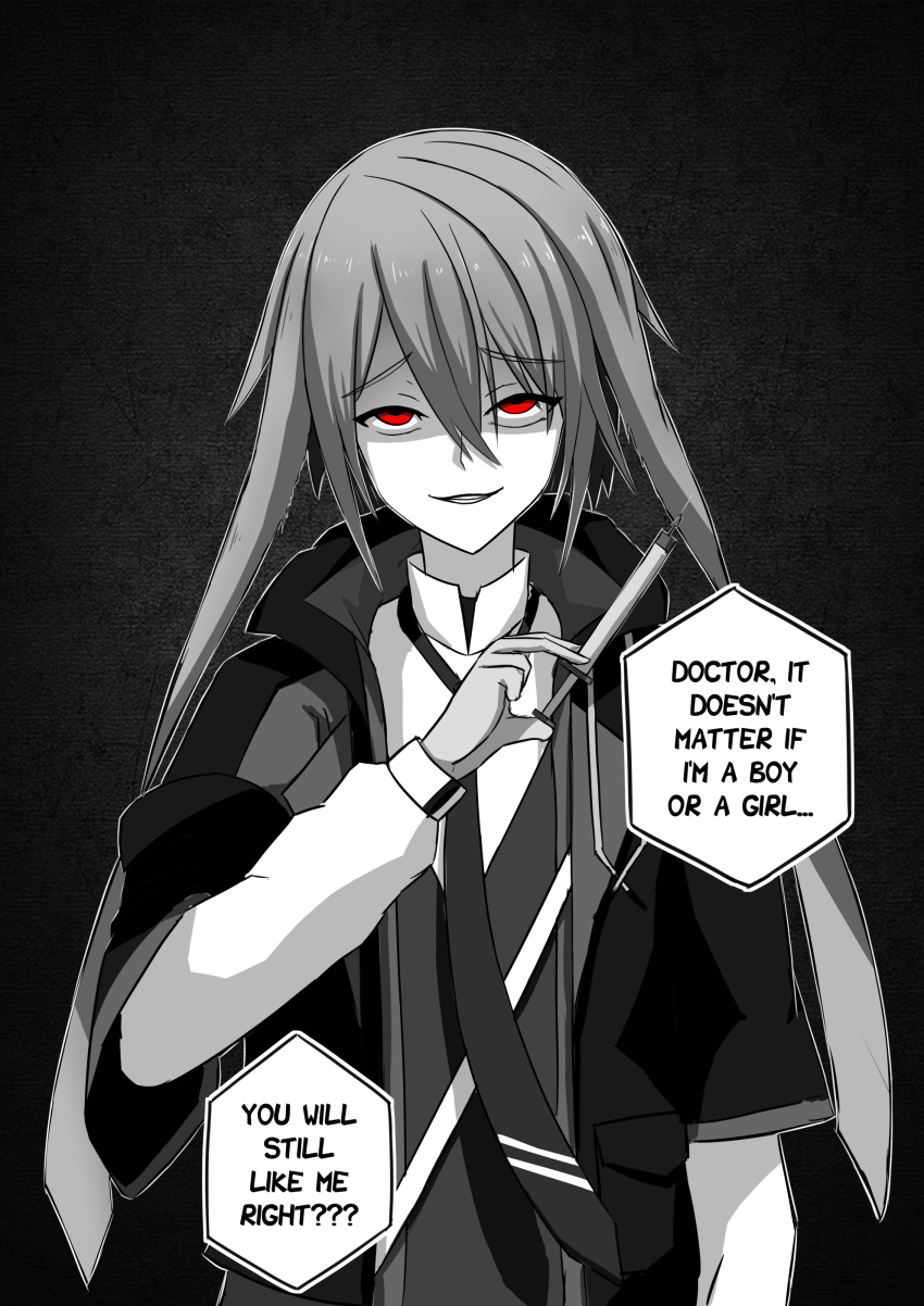 1boy, absurdres, ansel_(arknights), arknights, commentary, english_commentary, english_text, eyebrows_visible_through_hair