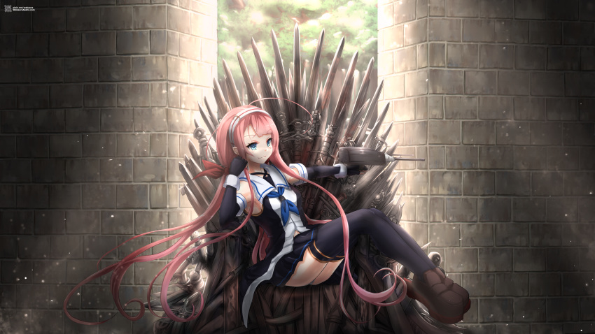 1girl, absurdres, ahoge, asymmetrical_bangs, bangs, belt, black_gloves, black_legwear