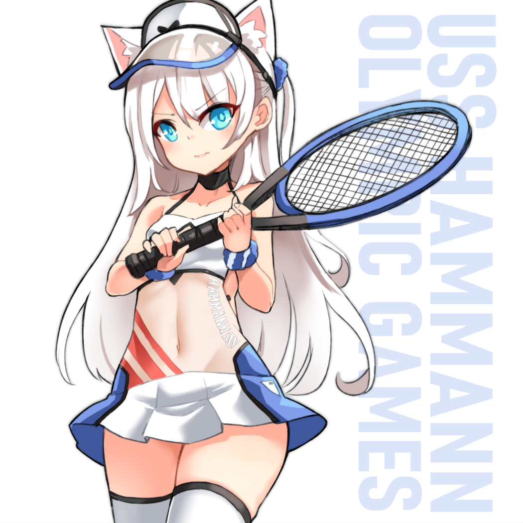 1girl, animal_ears, azur_lane, bare_shoulders, blue_eyes, blush, bow, breasts