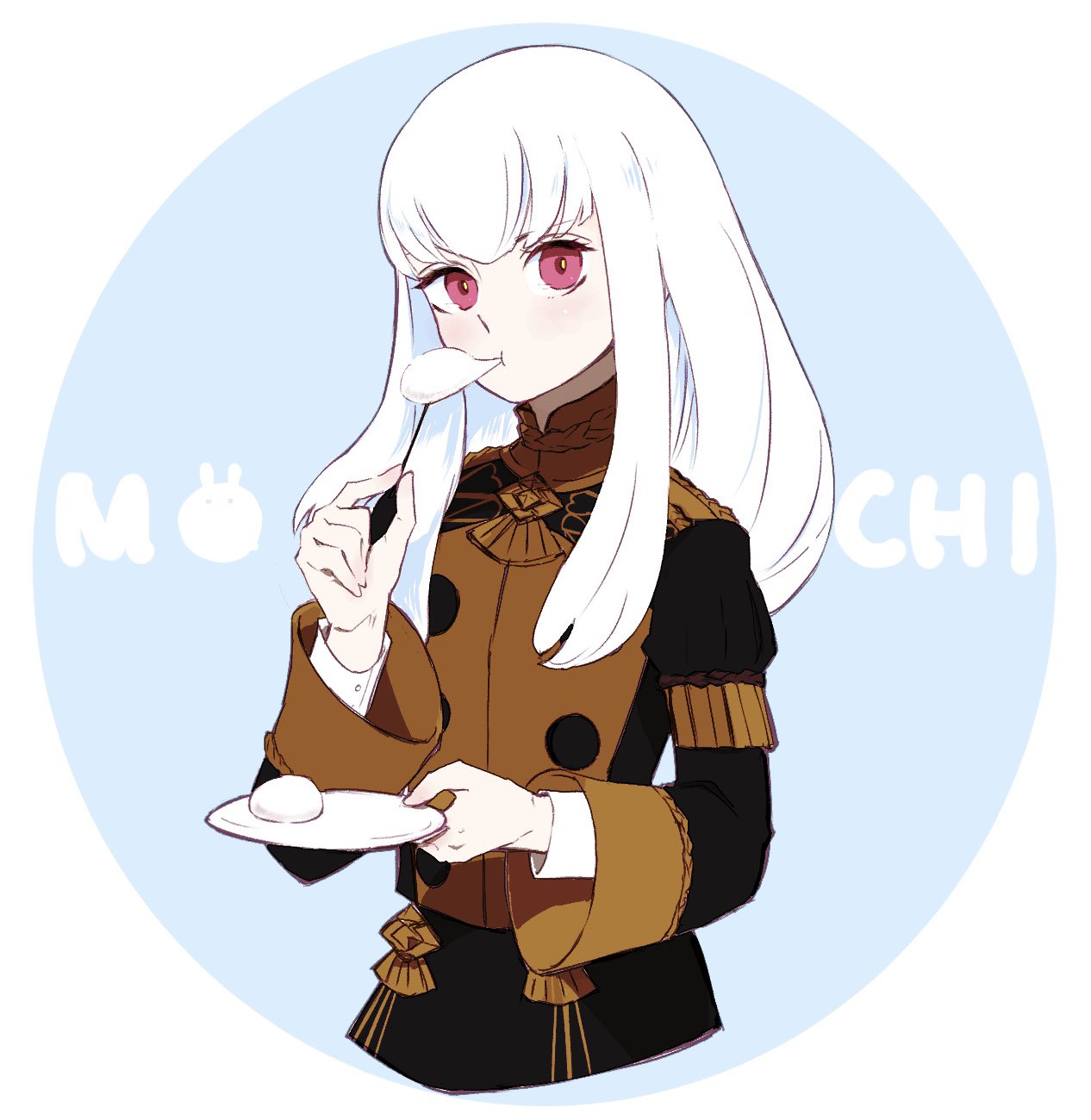 1girl, bangs, blush, eating, fire_emblem, fire_emblem:_three_houses, food, garreg_mach_monastery_uniform