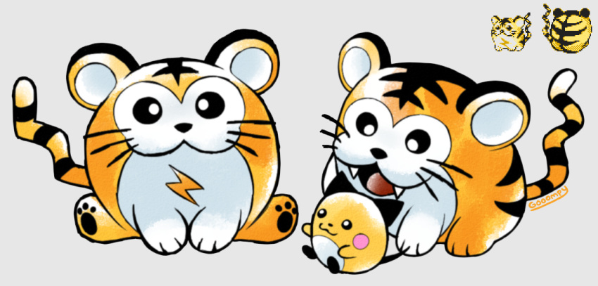 beta_pokemon, black_eyes, commentary, english_commentary, fangs, gooompy, kotora_(pokemon), looking_at_viewer