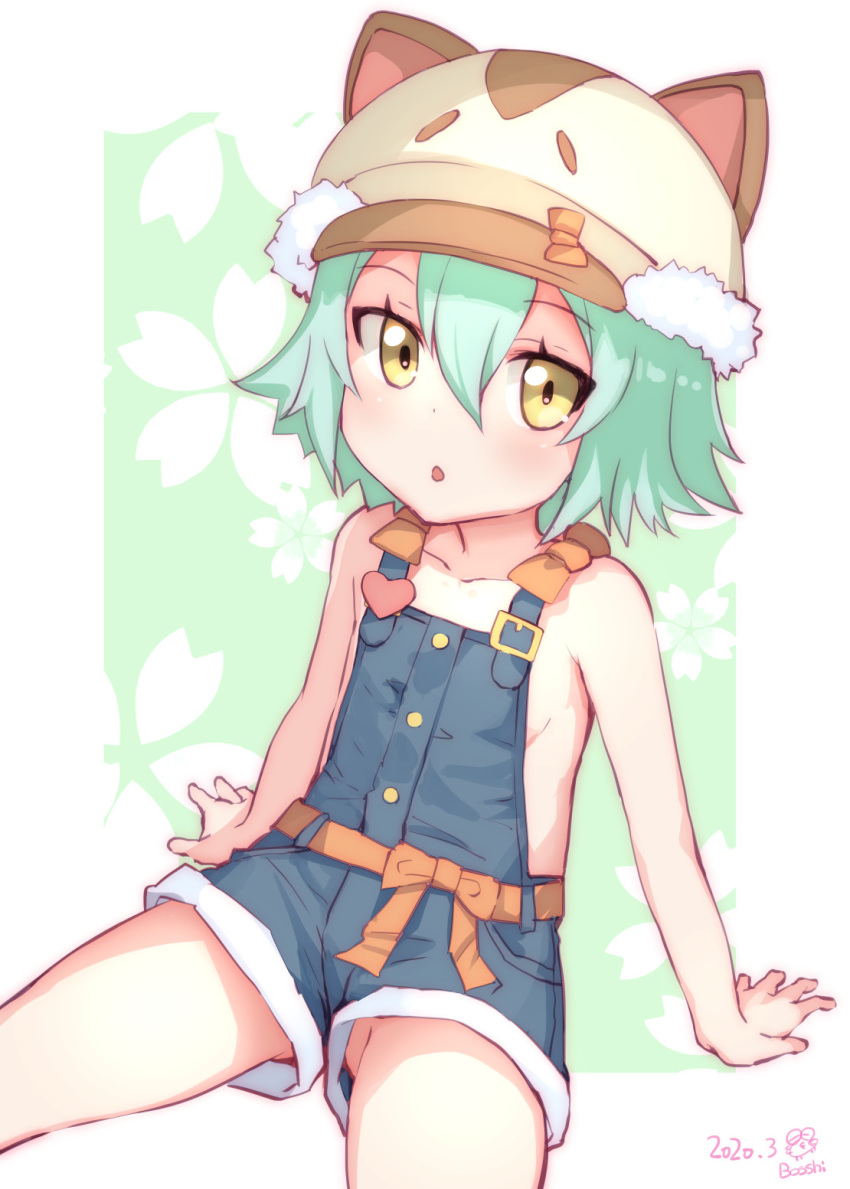 1girl, animal_ears, animal_hat, artist_name, bosshi, cacao_(nekopara), cat_ears, cat_hat