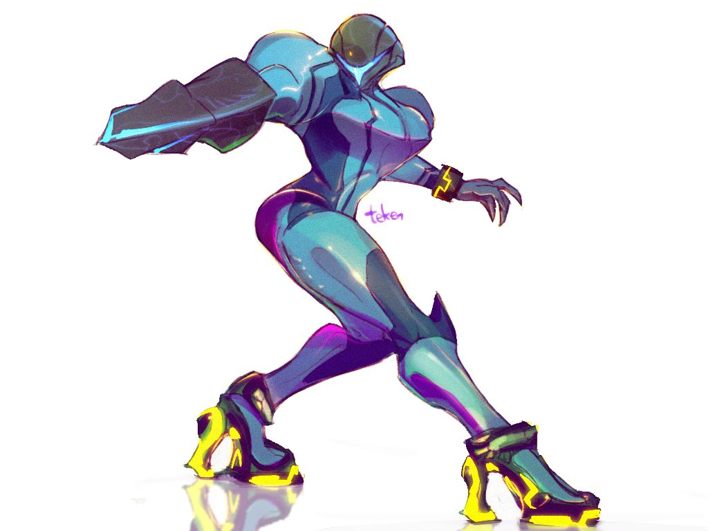 1girl, arm_cannon, claws, cosplay, dark_samus, full_body, helmet, high_heels