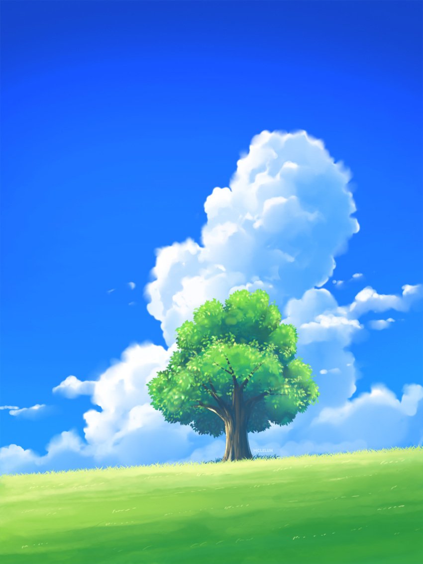 blue_sky, clouds, commentary, grass, highres, making-of_available, mclelun, nature