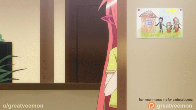 1girl, animated, animated_gif, artist_name, blush, child, child_drawing, collarbone, commission, drawing, eyebrows_visible_through_hair, fang, greatveemon, hair_between_eyes, hair_ornament, hairclip, indoors, jacket, long_hair, looking_at_viewer, miia_(monster_musume), mika_(miiafag), monster_girl, monster_musume_no_iru_nichijou, one_eye_closed, open_mouth, original, pointy_ears, redhead, scales, shirt, short_sleeves, sidelocks, signature, slit_pupils, solo, talking, tongue, tongue_out, white_shirt, yellow_eyes