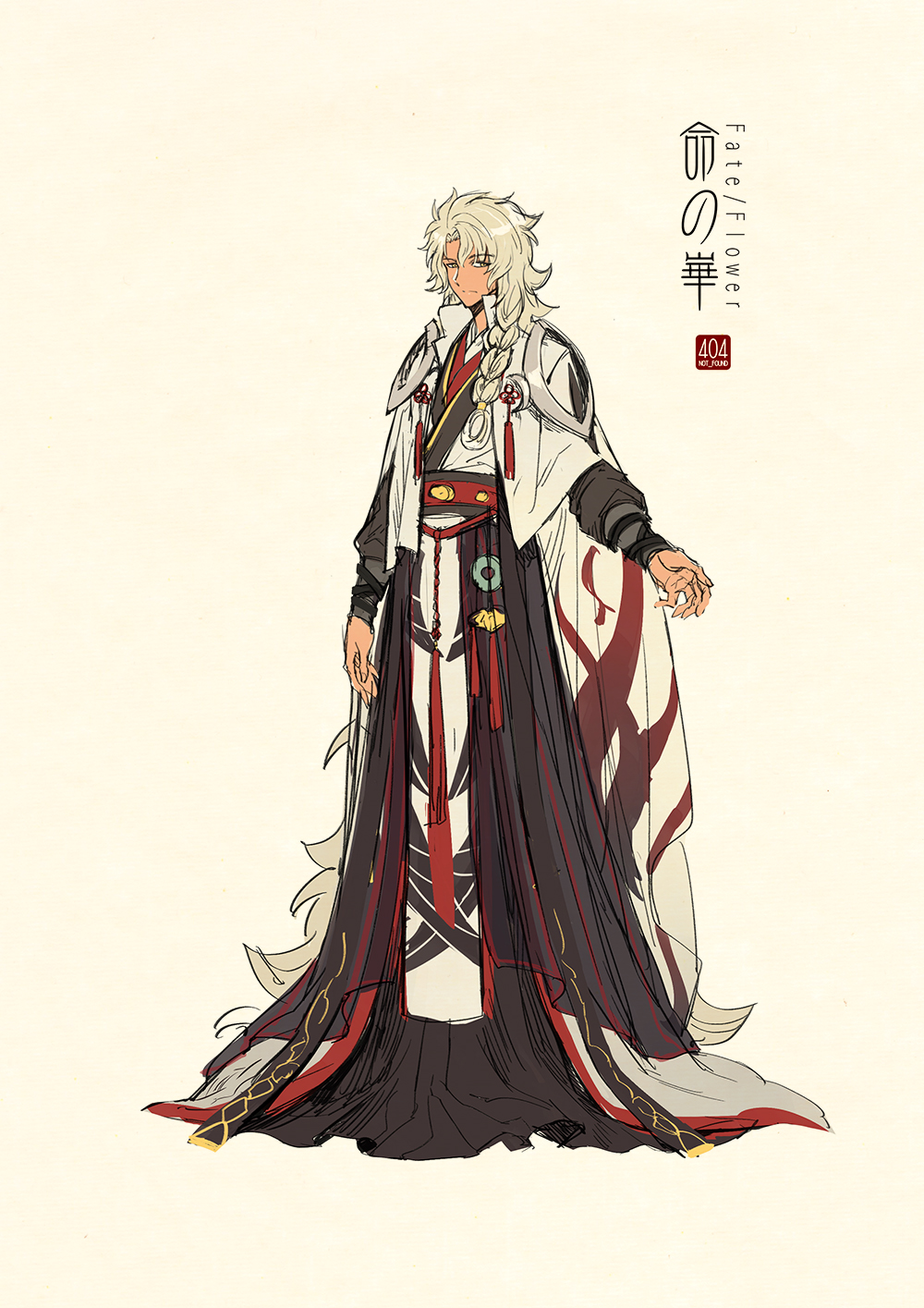 1boy, arm_at_side, bangs, beige_background, blonde_hair, cape, chinese_clothes, closed_mouth