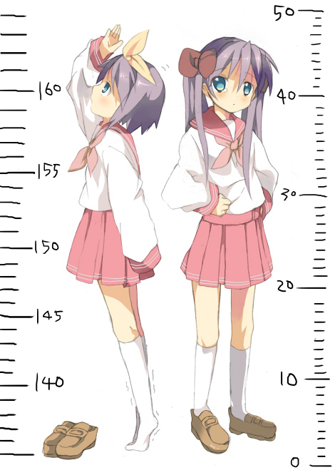 hiiragi_kagami, hiiragi_tsukasa, hizu, lucky_star, noise_(hakusen), school_uniform, serafuku