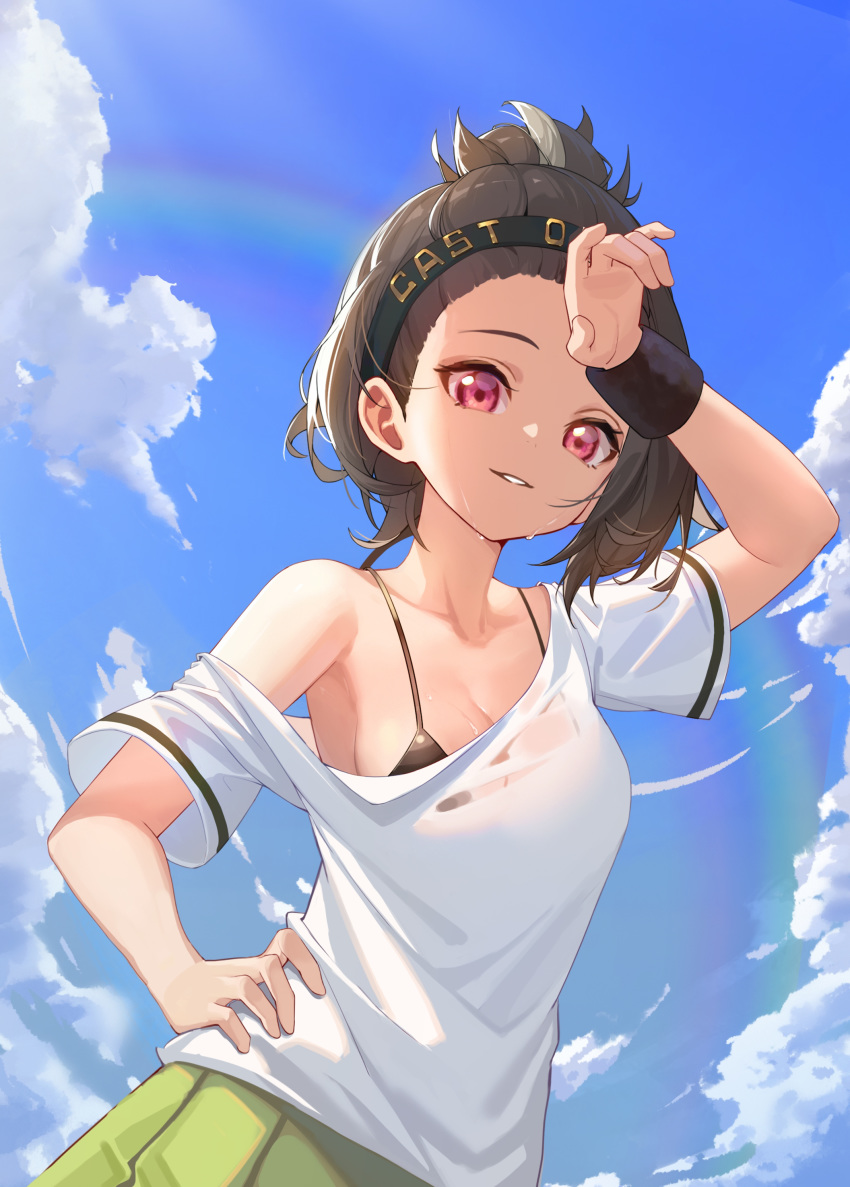 1girl, absurdres, arm_up, azur_lane, bangs_pinned_back, bare_shoulders, black_bra, black_hair
