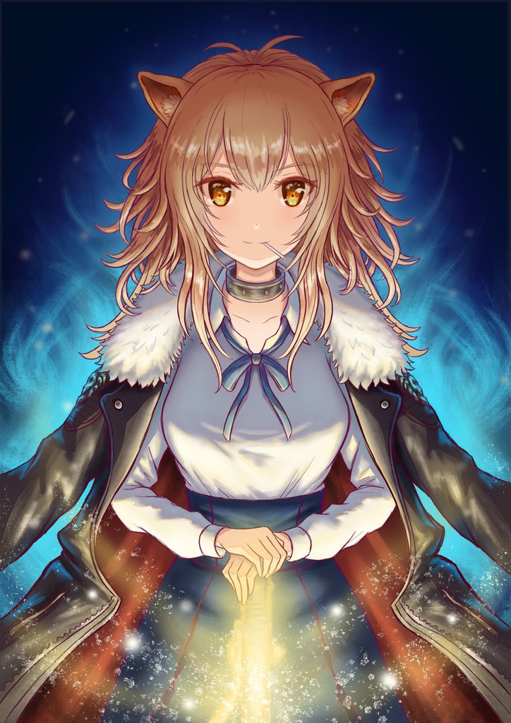 1girl, animal_ears, arknights, artist_request, artoria_pendragon_(all), candy, cosplay, excalibur