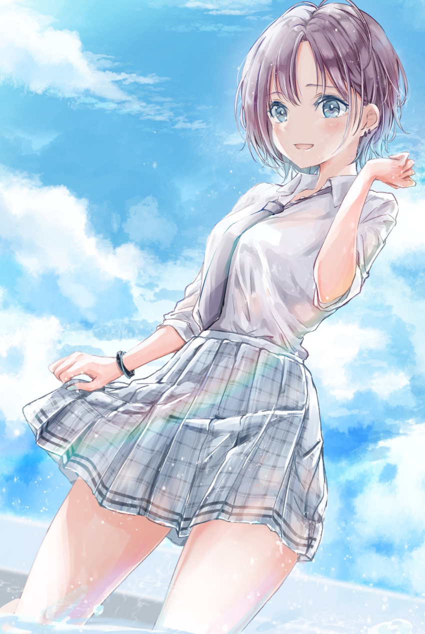 1girl, :d, =d, antenna_hair, aoba_yukichi, asakura_tooru, bangs, black_hair