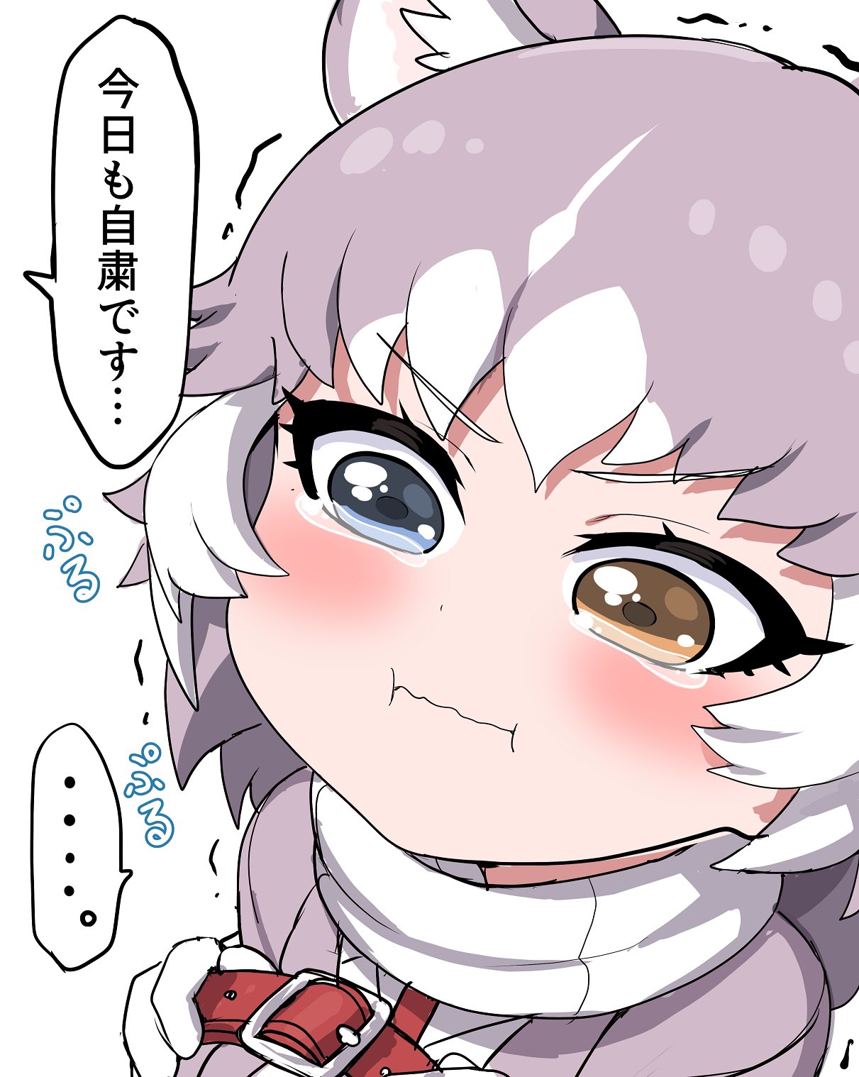 :i, animal_ears, blue_eyes, blush, collar, commentary_request, dog_(mixed_breed)_(kemono_friends), dog_ears