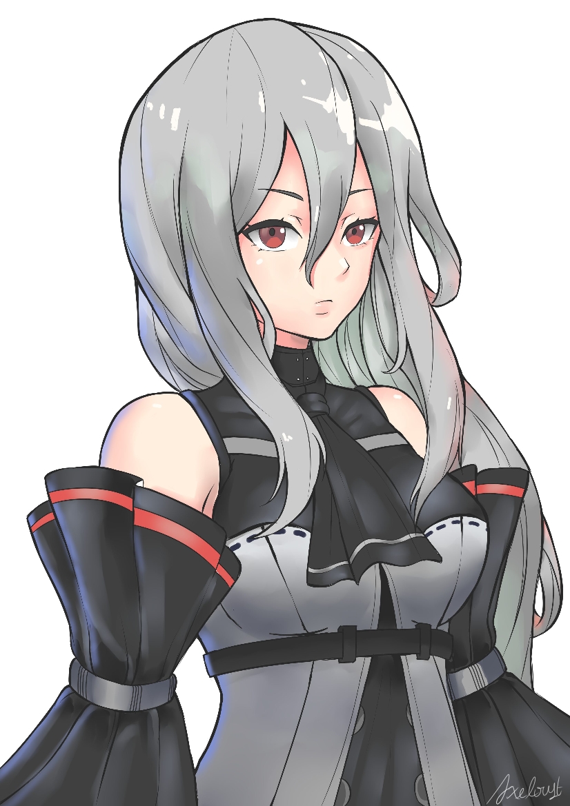 1girl, arknights, axeloust, english_commentary, long_hair, red_eyes, skadi_(arknights), sleeveless